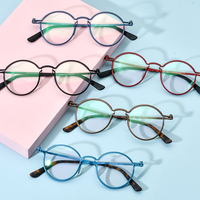 Borregls - Montura de Gafas de Titanio Puro para Hombre, Diseño Nuevo, Retro, Vintage, Redondas, Ópticas, Ligeras, para Mujer, 185696