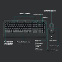 Ensemble clavier et souris sans fil USB logitech MK540 pour ordinateur portable - Portable avec repose-poignets, touches multimédias programmables, 1000 DPI