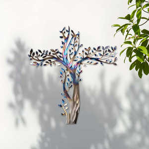 Décoration murale en fer forgé artisanale, style moderne minimaliste, croix chrétienne et <span class=keywords><strong>arbre</strong></span> <span class=keywords><strong>de</strong></span> <span class=keywords><strong>vie</strong></span>, pour dropshipping - Product Image 5