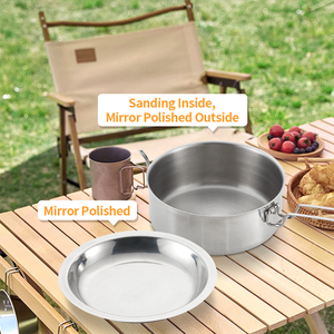 Juego de Ollas y Sartenes Portátiles de Acero Inoxidable para Acampar al Aire Libre, 3 Piezas, Venta al por Mayor - Product Image 3
