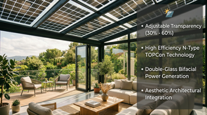 Bipv sunroom 223W ไร้กรอบเซลล์ครึ่งเซลล์สำหรับโมดูลแก้วพลังงานแสงอาทิตย์ประสิทธิภาพสูงแผงโซลาร์เซลล์พีวีสำหรับ - Product Image 4