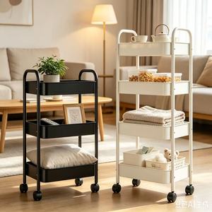 Storage Cart 3 Tier Metal Rolling Shelf With Wheels For Kitchen Bedroom Bathroom Organization - Product Image 1