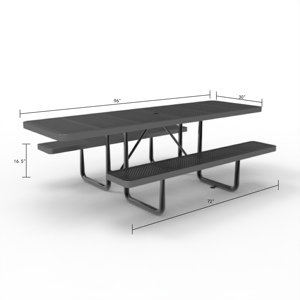 <span class=keywords><strong>Tavolo</strong></span> <span class=keywords><strong>da</strong></span> Picnic per Esterni Stile Fattoria OEM 96\" ADA <span class=keywords><strong>con</strong></span> <span class=keywords><strong>Panche</strong></span> <span class=keywords><strong>da</strong></span> 72\" in Metallo Perforato Nero Moderno per Cortile e Parco - Product Image 3