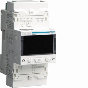 Relè di protezione differenziale Hager HR526, 1 canale, display LCD, 3 moduli DIN, temporizzazione regolabile, protezione tipo A - Product Image 1