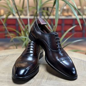 Nouvelles Chaussures Habillées d'Été pour Hommes - Chaussures de Mariage Élégantes à Trois Liens en Cuir de Vachette, Bout Carré, à Lacets, Respirantes et Antidérapantes - Product Image 1