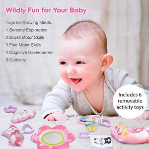 Tapis d'activités pour bébé licorne, tapis de jeu pour le temps passé sur le ventre et <span class=keywords><strong>piscine</strong></span> <span class=keywords><strong>à</strong></span> <span class=keywords><strong>balles</strong></span> avec 6 jouets pour enfants - Product Image 6
