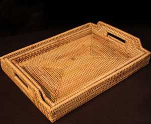 Plateaux décoratifs en rotin bambou Rectangle faits à la main Vietnam pour le rangement des affaires ou la décoration intérieure fabriqués au Vietnam - Product Image 1