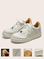 Chaussures de skate décontractées vintage pour hommes, personnalisées OEM, de haute qualité, blanches, à semelle épaisse, fabriquées à la main, respirantes, en cuir pleine fleur