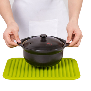 Self-Draining Black Grey Silicone Dish Drying Mat or <b>Trivet</b> for Kitchen Counter - Product Image 4