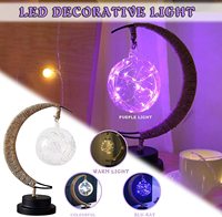 Lampe de chevet LED étoiles et lune, décoration de Noël pour la maison, design moderne fait main, alimentation par piles/USB en ABS