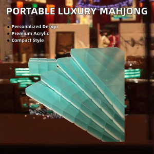 Juego de Mahjong Americano Portátil de Acrílico, Fichas Verdes Grabadas, Diseño Moderno y Lujoso para Entretenimiento Familiar - Product Image 2