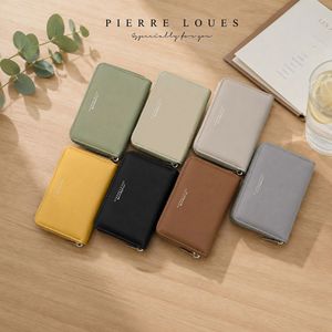 กระเป๋าใส่บัตรผู้หญิง Pierre Loues หนัง PU กระเป๋าสตางค์ใส่บัตรได้หลายใบ สีพื้น กระเป๋าใส่เหรียญขนาดกะทัดรัด ใช้ได้ทุกวัน - Product Image 1