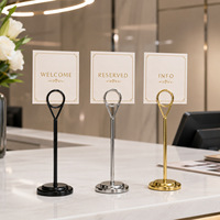 Support de numéro de table moderne en acier inoxydable pour mariage, restaurant, banquet, salle à manger - Cartes de visite et menus