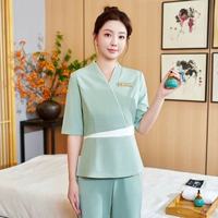 Tenues d'hôpital pour femmes, confortables et élégantes, à manches courtes, en spandex, couleurs personnalisables, respirantes, pour infirmières et esthéticiennes.