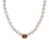 Colliers de luxe en argent sterling 925 avec pierres précieuses colorées et perles d'eau douce naturelles pour mariage