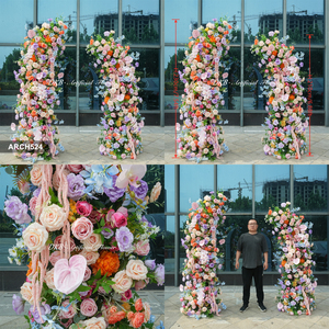 Arco Decorativo en Forma de Cuerno con Rosas de Seda Artificiales Hechas a Mano y Coloridas para la Entrada de Eventos - Product Image 3