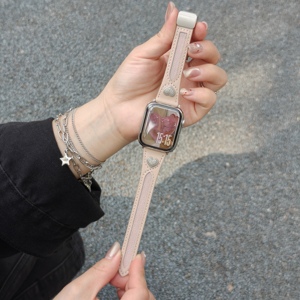 Correa de reloj de tipo magnético de cuero perforado feliz de lujo resistente al agua de repuesto de gama completa para Apple Watch. - Product Image 5