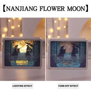 Pareja romántica marco <span class=keywords><strong>de</strong></span> fotos lámpara personalizada colorido 3D papel tallado noche luz cuadrada mesita <span class=keywords><strong>de</strong></span> noche luz suave lámpara <span class=keywords><strong>de</strong></span> <span class=keywords><strong>mesa</strong></span> batería - Product Image 2