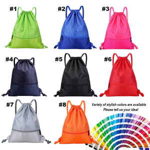 Promocional personalizado impermeable 210D 420D 500D poliéster cordón mochilas bolsa gimnasio mochila con logotipo - Product Image 2