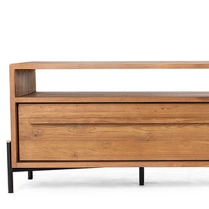 Meuble TV en bois massif avec des sculptures artisanales complexes et une surface spacieuse pour la pièce à vivre - Product Image 4