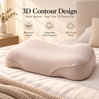 Vente en gros oreiller cervical ergonomique respirant à contour 3D, housse amovible, support de cou en mousse polyuréthane moulé
