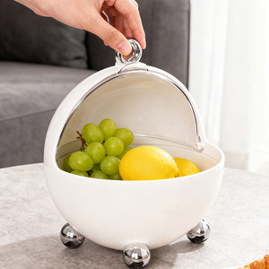 Boîte à bonbons ronde en acier inoxydable blanc rose pour le salon, boîtes de rangement décoratives pour aliments - Product Image 2