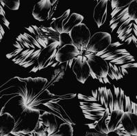 Tela Crepé Koshibo de Poliéster con Estampado Digital Floral en Blanco y Negro de Melissa Hutterite, en Oferta, para Vestidos de Mujer