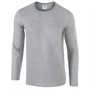 Factory Colorful Round Neck Long Sleeve 100 Cotton T <b>Shirts</b> Wholesale Custom Logo Printing Plus Size Blank T <b>Shirt</b> - Product Image 2