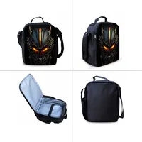 Set Ransel Tiga Bagian Bahan Polyester Anti Air dengan Cetakan Robot Mekanik untuk Anak Laki-laki dan Perempuan, Tas Sekolah Kartun 2D