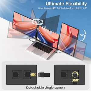 Extensor de Pantalla Triple para Portátil de 16 Pulgadas, FHD 1200P IPS, Monitor Externo Desmontable con Control de Brillo, Compatible con Windows/<span class=keywords><strong>Mac</strong></span>/<span class=keywords><strong>Chrome</strong></span> <span class=keywords><strong>OS</strong></span> - Product Image 3