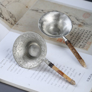 Handmade Pure Tin Tea Strainer With Wooden Handle Reusable Tea Filter For Tea Brewing And Tea Ceremony Accessories - Product Image 4