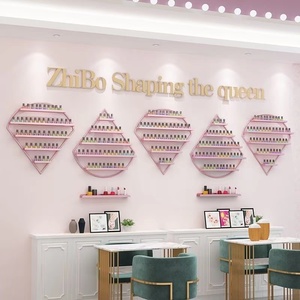 Étagère murale pour salon de manucure, support mural en fer pour vernis à ongles, présentoir doré pour vernis à ongles - Product Image 3
