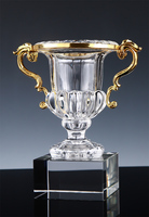 Trophée de luxe personnalisé en cristal doré, coupe de champion en verre optique K9 avec base pour reconnaissance d'entreprise