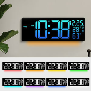 Nouvelle <span class=keywords><strong>Horloge</strong></span> <span class=keywords><strong>Murale</strong></span> Électronique Géante à Grand Affichage, avec Température, Néon RGB, LED Couleur, Calendrier Numérique et Veilleuse - Product Image 5