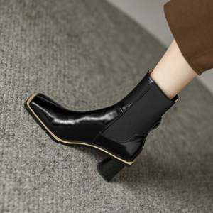 Cialisa - Zapatos Elegantes de Moda <span class=keywords><strong>para</strong></span> <span class=keywords><strong>Mujer</strong></span>, de Piel Auténtica, Tacones Altos Cuadrados, <span class=keywords><strong>Botines</strong></span>, Botas Cortas de Invierno 2022 <span class=keywords><strong>para</strong></span> <span class=keywords><strong>Mujer</strong></span> de Oficina - Product Image 2