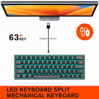 Clavier mécanique filaire T60 63 touches RGB 5.0 BT 2.4G filaire 3 Modes claviers mécaniques sans fil de jeu pour tablette PC