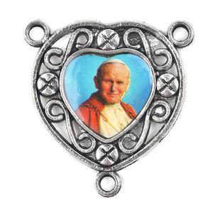 Centro de Rosario Católico de Metal Personalizado con Forma de Corazón Hueco, Centro de Rosario de Santo de 24 mm - Product Image 6