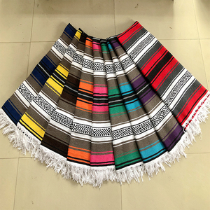 Manta Mexicana con Flecos Geométricos, Estilo de Chal Tejido con Flecos, Tapete de Playa para Picnic, Manta de Yoga - Product Image 2