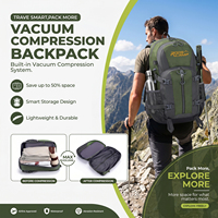 Sac à dos tactique souple de randonnée 40L à compression sous vide avec pompe à air intégrée, extensible, étanche, antivol, pour ordinateur portable de voyage