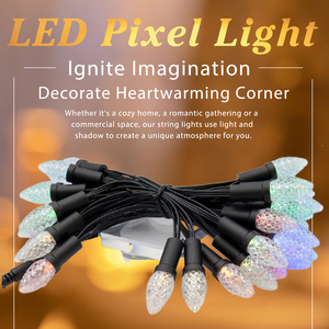 Guirlandes lumineuses LED Pixel de Noël DC12V C9 RGB, étanches pour l'extérieur, colorées, IP67, ampoules pour décorations de fêtes, lumières ponctuelles - Product Image 2