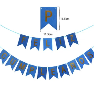 西班牙激光FELIZ CUMPLEANOS生日快乐纸横幅悬挂婚礼婴儿淋浴和派对用品装饰