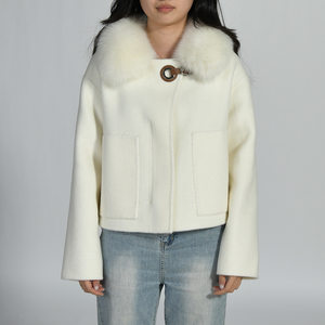 Cappotto invernale a maniche lunghe con cerniera sottile morbido e spesso ingrosso cappotto di lusso in lana <span class=keywords><strong>Cashmere</strong></span> a doppia faccia pelliccia di volpe da <span class=keywords><strong>donna</strong></span> - Product Image 1