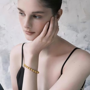 กำไลข้อมือแฟชั่นสำหรับผู้หญิง ชุบทอง 18k ไทเทเนียมสตีล ทรงกลม ประดับเพชรซิคอน ของขวัญเครื่องประดับ - Product Image 2