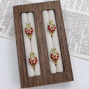 Collection de breloques DIY en laiton plaqué or 18 carats, émail rouge peint à la main, motifs fraise, pomme, pastèque, <span class=keywords><strong>coccinelle</strong></span>, champignon, cœur - Product Image 6