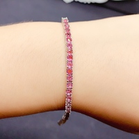 Bracelet tennis en tourmaline naturelle personnalisé, en argent sterling 925, hypoallergénique, vente en gros, bijoux fins arc-en-ciel, offre spéciale usine