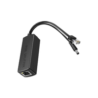 Divisor PoE Activo de 48 V a Tipo C 5 V 2.4 A, Stock 5521, Conector Macho CC / Micro USB / USB-C Opcional, Full-duplex y Half-duplex, 200 mV Máx. 2 A
