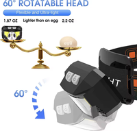 Lampe frontale étanche Howlighting pour le camping et la pêche, lampe frontale lumineuse, lampe torche rechargeable, lampe frontale à LED COB avec capteur pour l'extérieur
