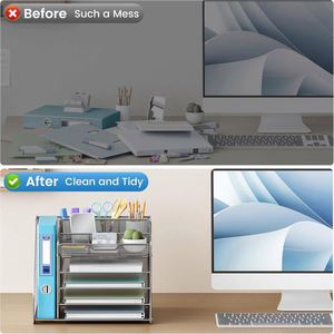 4-Tiers Mesh Metal Desk Organizer for Home Use Office Supplies From China-under Desk <b>Drawer</b> <b>File</b> Trays Crafted Metal Organizer - Product Image 3