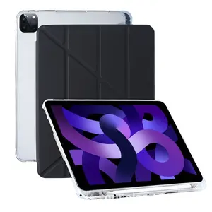 Origami Lederen Wake & Sleep Hoesjes Voor Ipad Mini 6 Zachte Tpu Transparante Achterkant Met Pen Slot Voor Ipad Mini 6