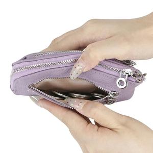 Porte-monnaie en cuir véritable pour femme - Petit portefeuille anti-RFID avec fermeture éclair pour usage quotidien RB1903-1 - Product Image 6